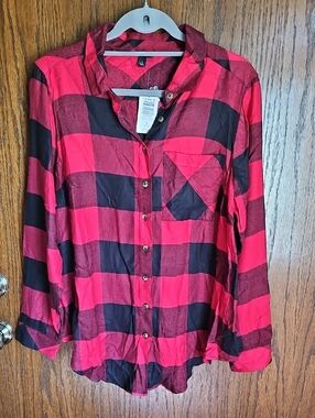 torrid Red and Black Buffalo Plaid Button-Up